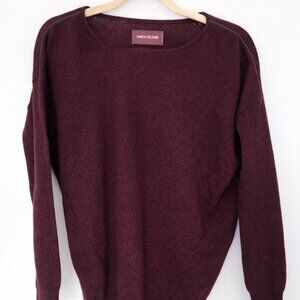 Zadig & Voltaire Burgundy Wool Cashmere Sweater with Leather Detail